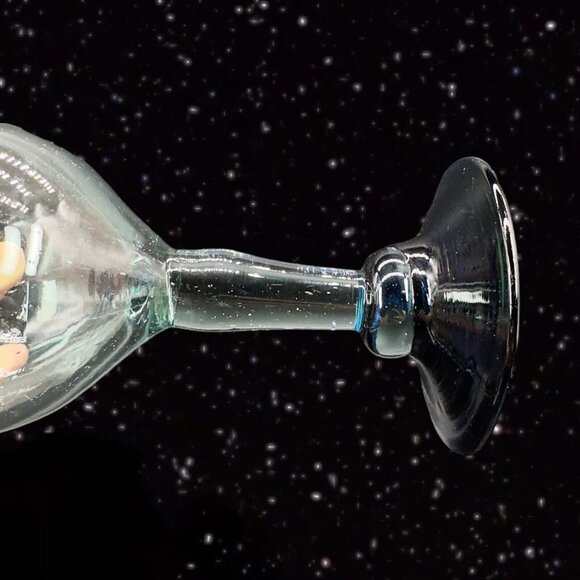 Hand Blown Glass Goblet Set Margarita Drinking Glasses Cobalt Blue Clear Glass - Picture 3 of 12